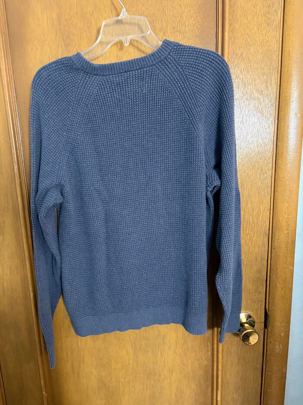 REI Co Op Waffle Knit Sweater Women's Medium Blue Crewneck Long Sleeve Outdoor